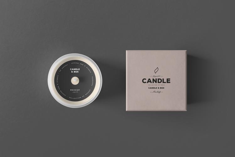 时尚的蜡烛香薰玻璃杯包装设计展示样机candleboxmockup